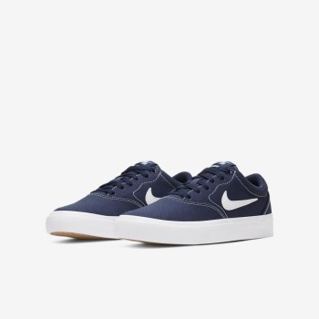 Nike SB Charge Canvas - Nagyobb Gyerek Deszkás Cipő - Sötétkék/Fehér